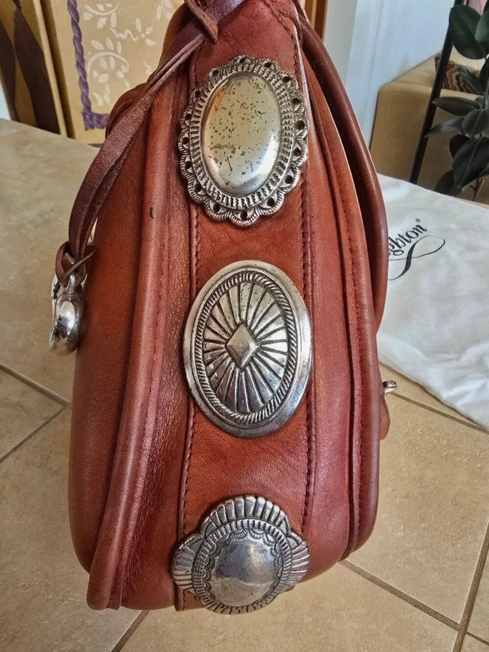 Brighton vintage leather purse with spectacular silver conchos